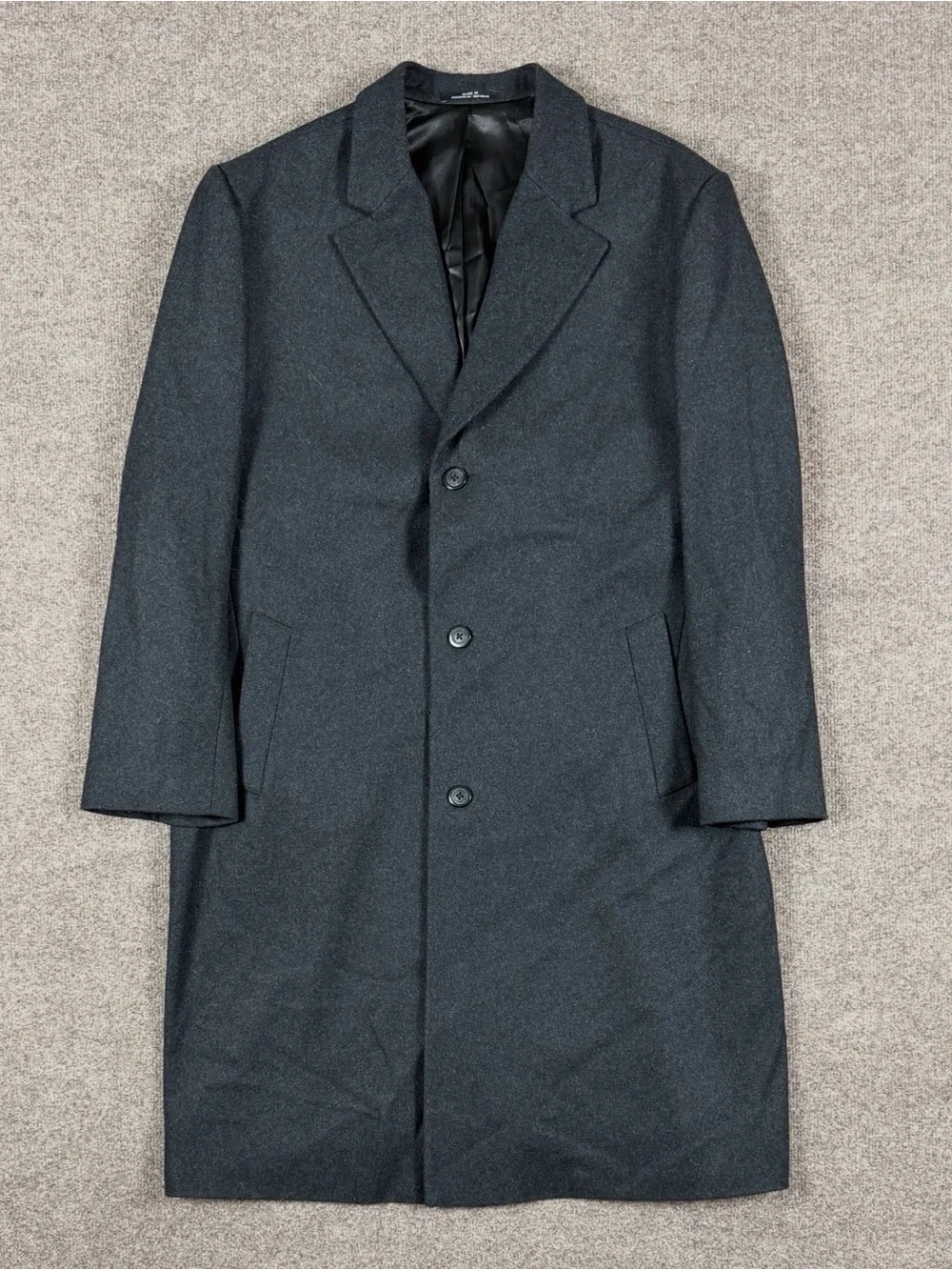 London Fog Grey Wool Blend Single Breasted Long Overcoat Mens 48 XXL Winter Coat